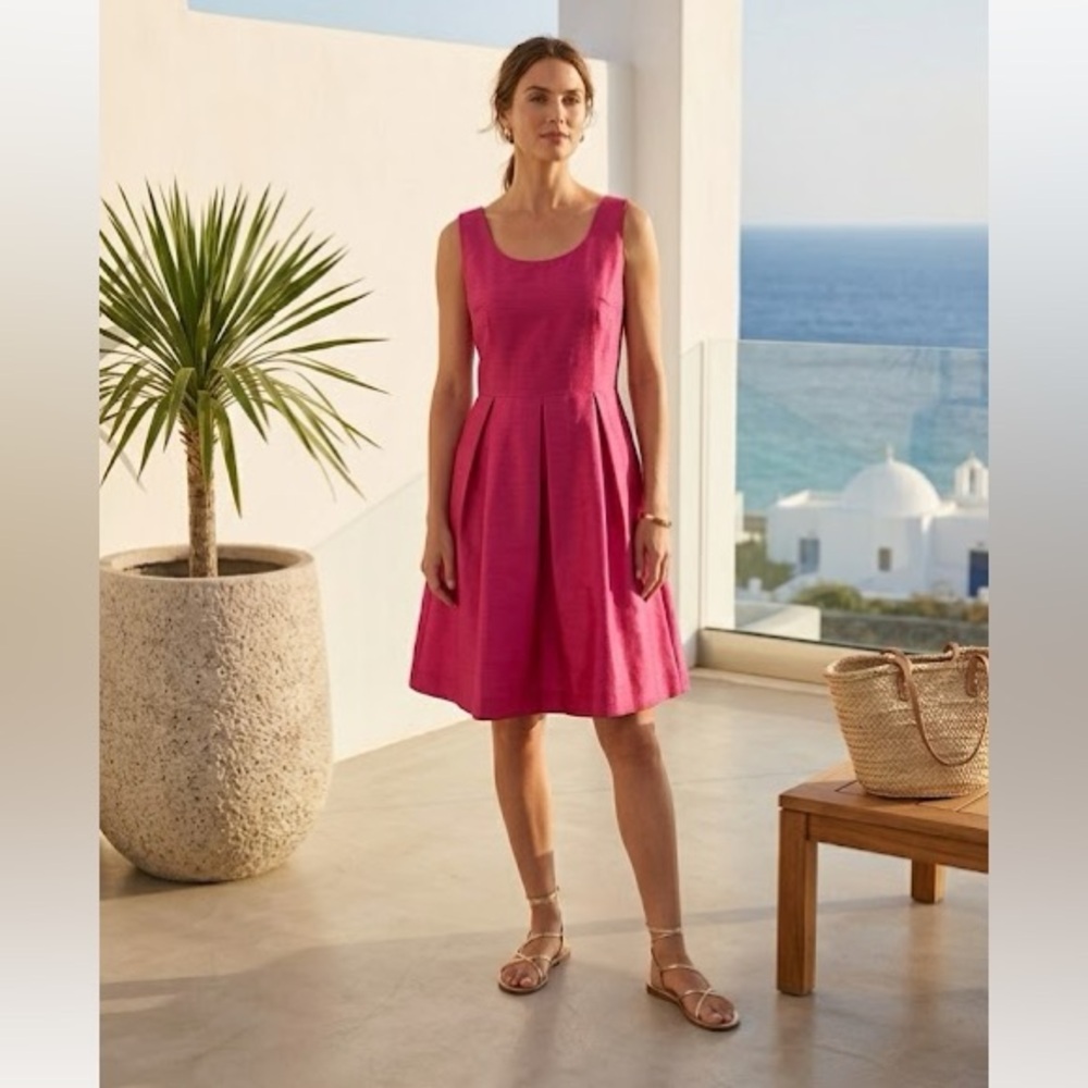 JM Studio by John Meyer Pink Pleated Fit & Flare Dress Sleeveless Size 8 Resort